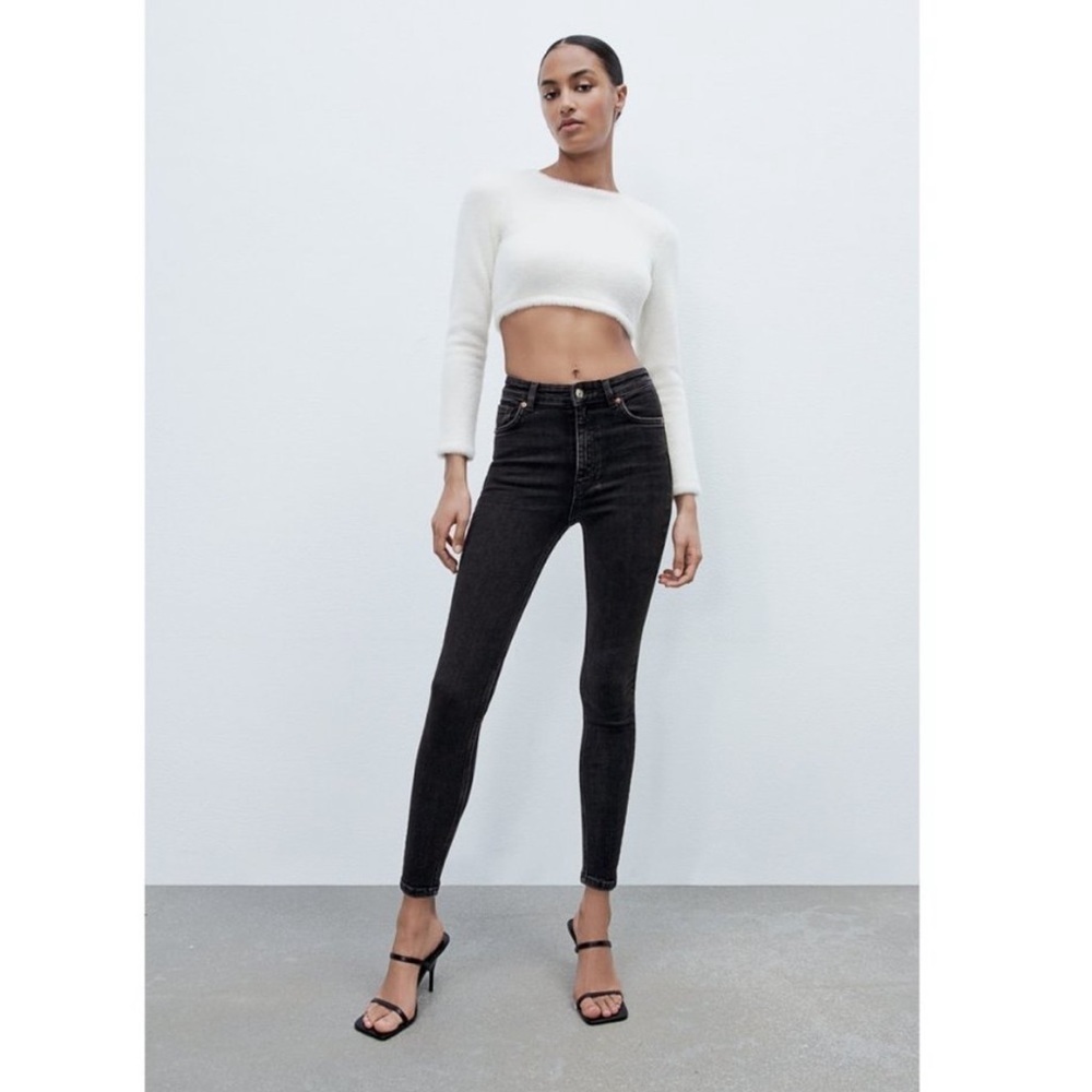 Zara Black Wash High Rise Skinny Jeans